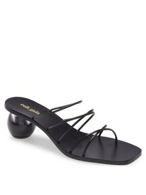 Cult Gaia Black Cassie Leather Slide Sandals Size 41